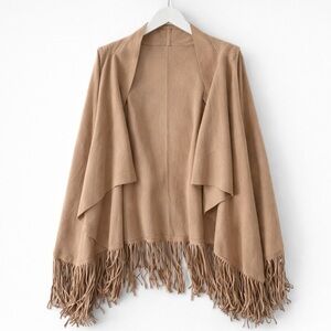Anthropologie Tan Fringe Tunic